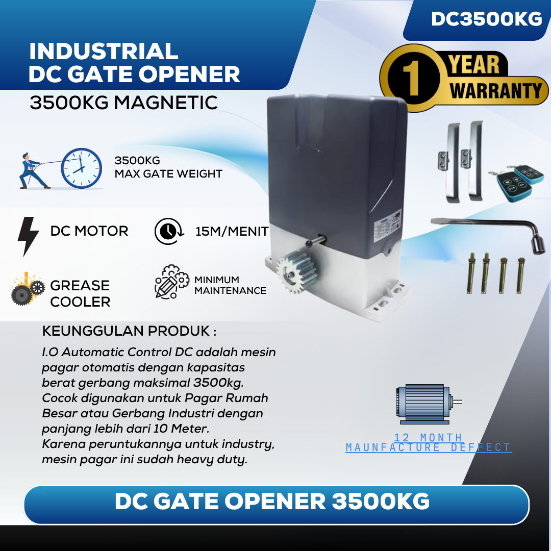 Mesin Pagar Otomatis Gate Opener DC 3500KG IOAC